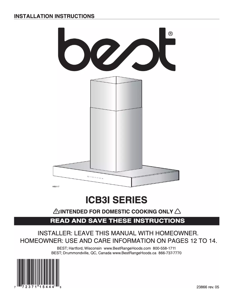 Page n°1 - Guide d'installation Best Ispira ICB3I36SBW