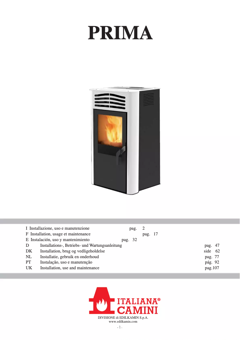 Imagen de la primera página del manual del dispositivo PRIMA
