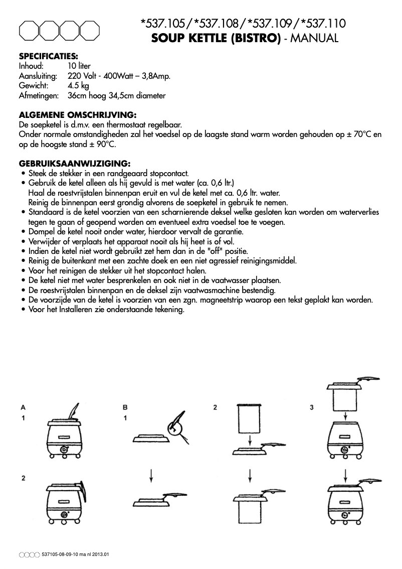 Page n°1 - Manuel utilisateur Bistro 537108