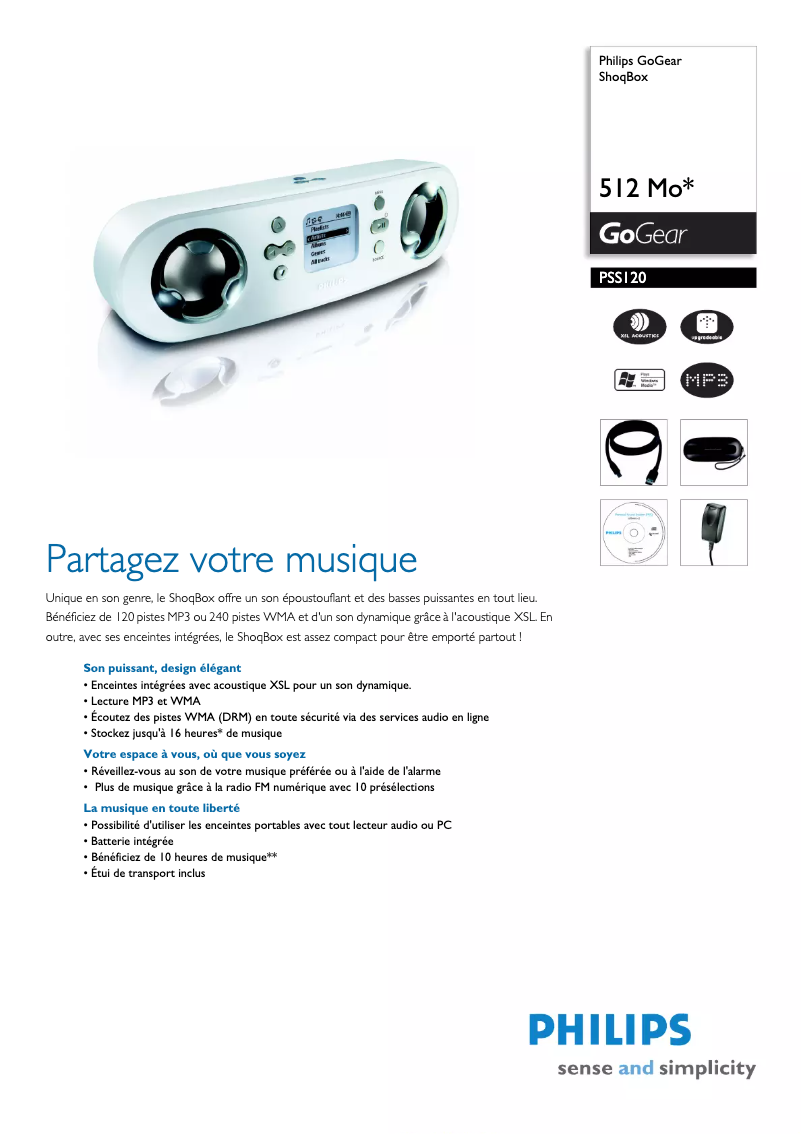 Page n°1 - Fiche technique Philips GoGear PSS120