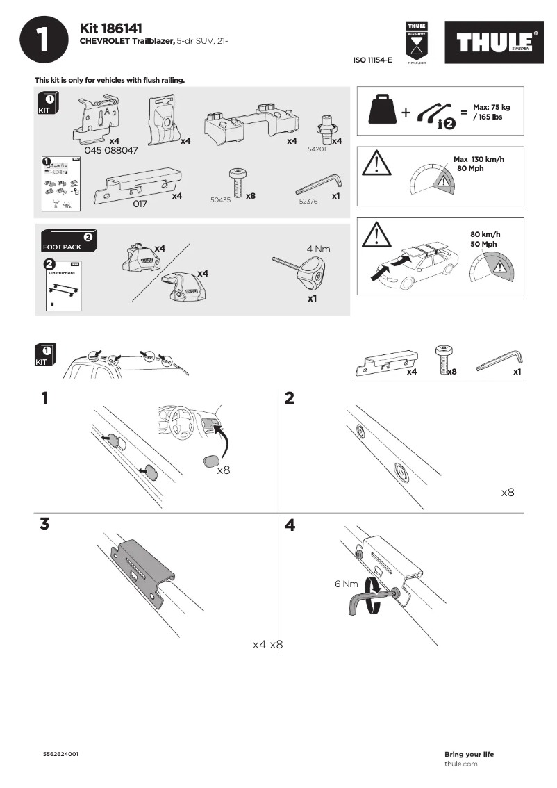 Page 1 de la notice Manuel utilisateur Thule Kit 186141