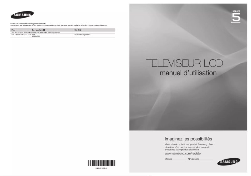 Page 1 de la notice Manuel utilisateur Samsung LA40B550K1R