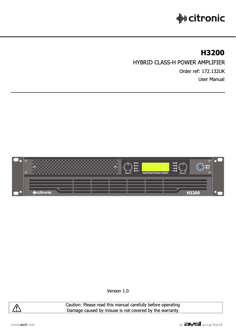 Page n°1 - Manuel utilisateur Citronic H3200