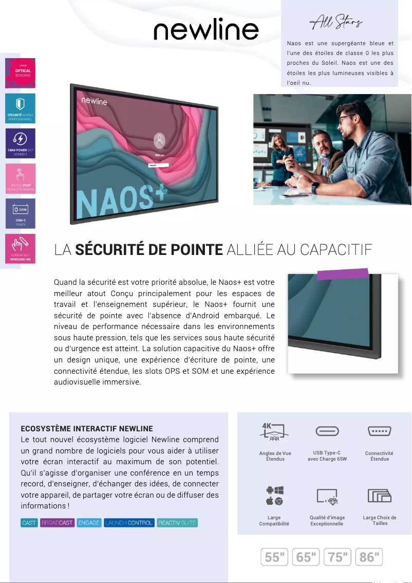 Page n°1 - Fiche technique Newline Naos+