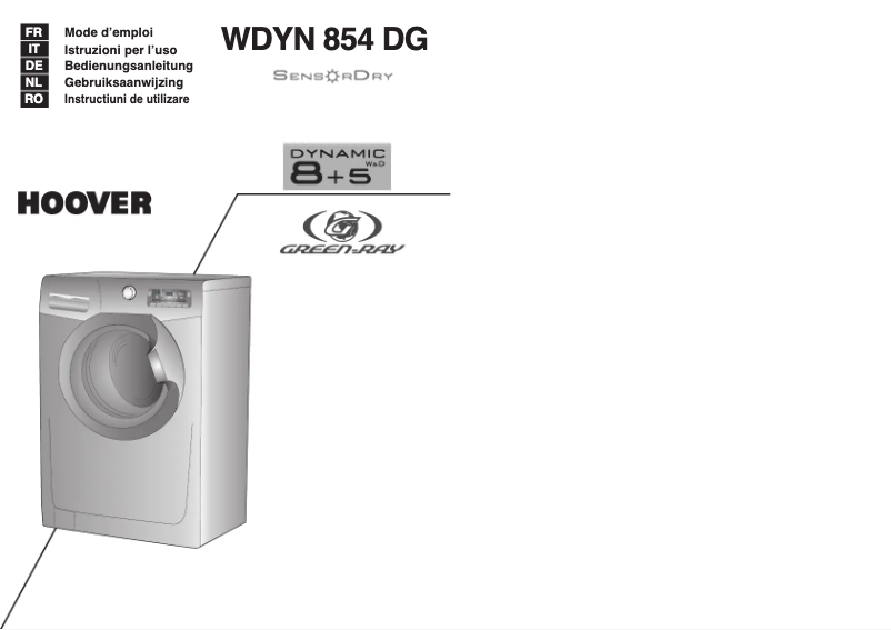 Page 1 de la notice Manuel utilisateur Hoover WDYN 854DG-86S