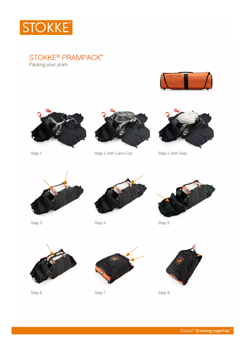 Page 1 de la notice Manuel utilisateur Stokke PramPack