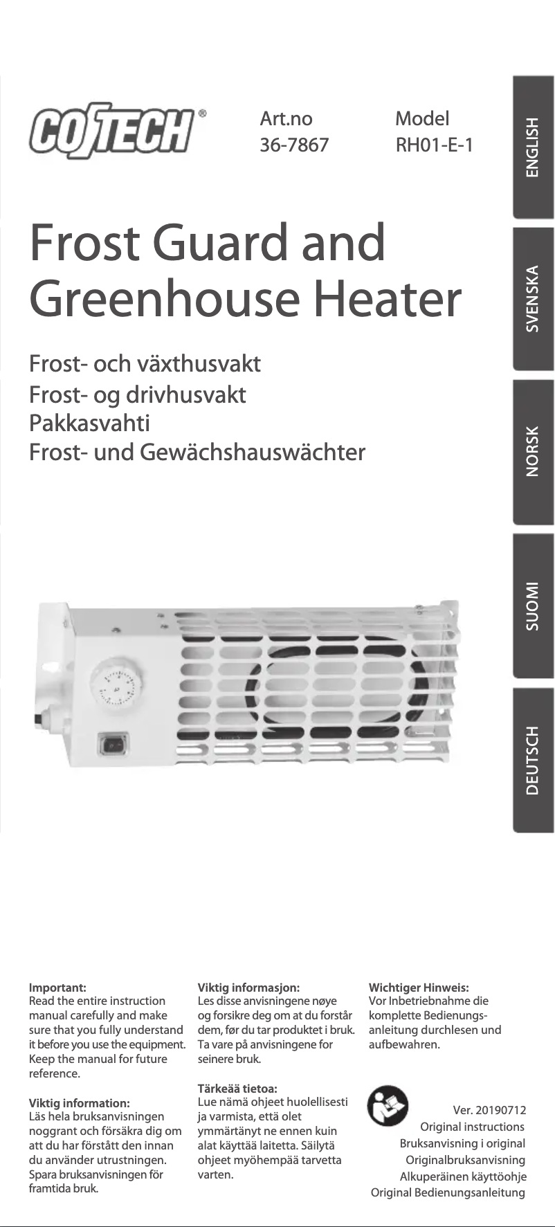 Image de la première page du manuel de l'appareil RH01-E-1