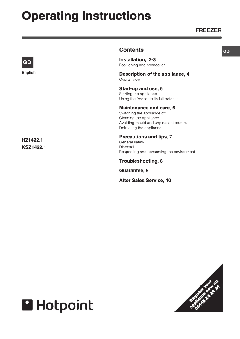 Page 1 de la notice Manuel utilisateur Hotpoint HZ1422.1