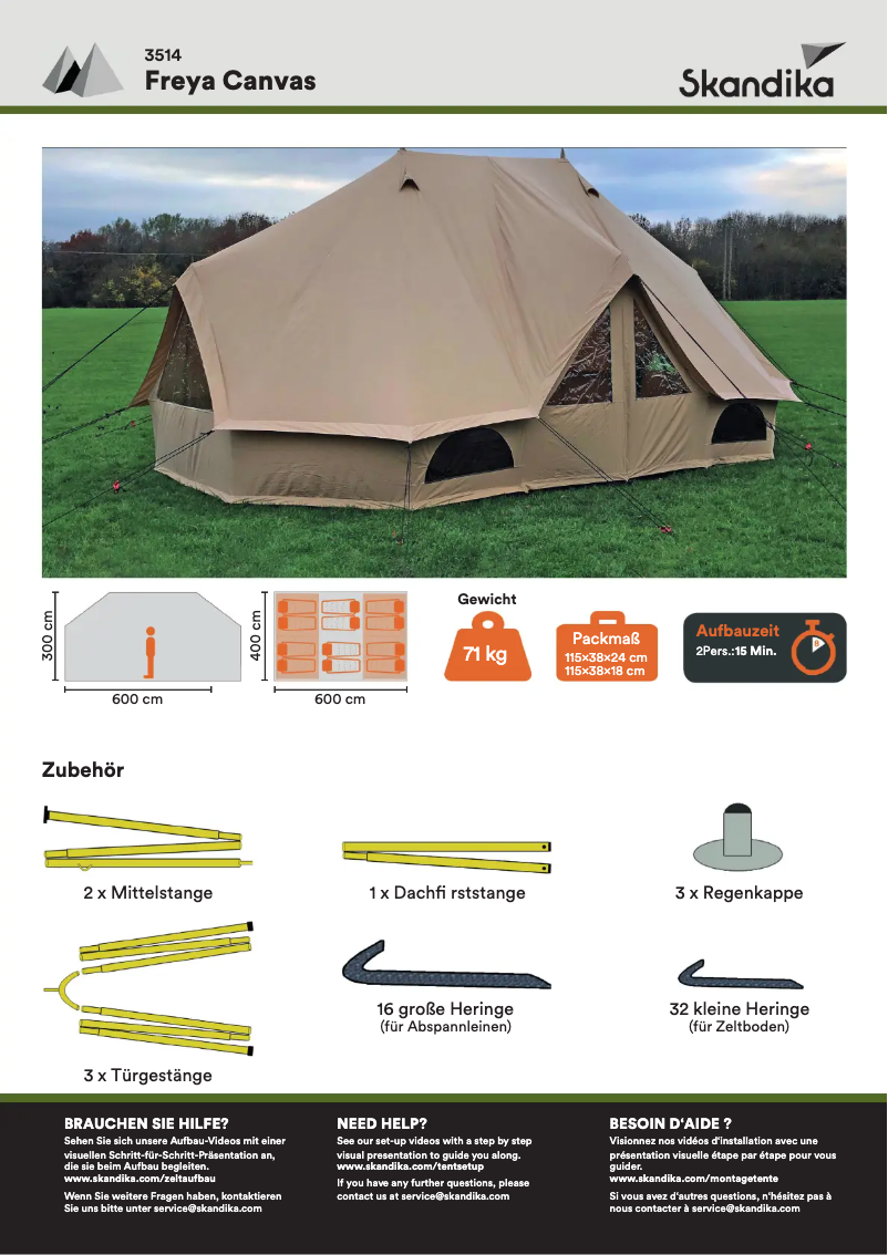 Page n°1 - Manuel utilisateur Skandika Freya Canvas