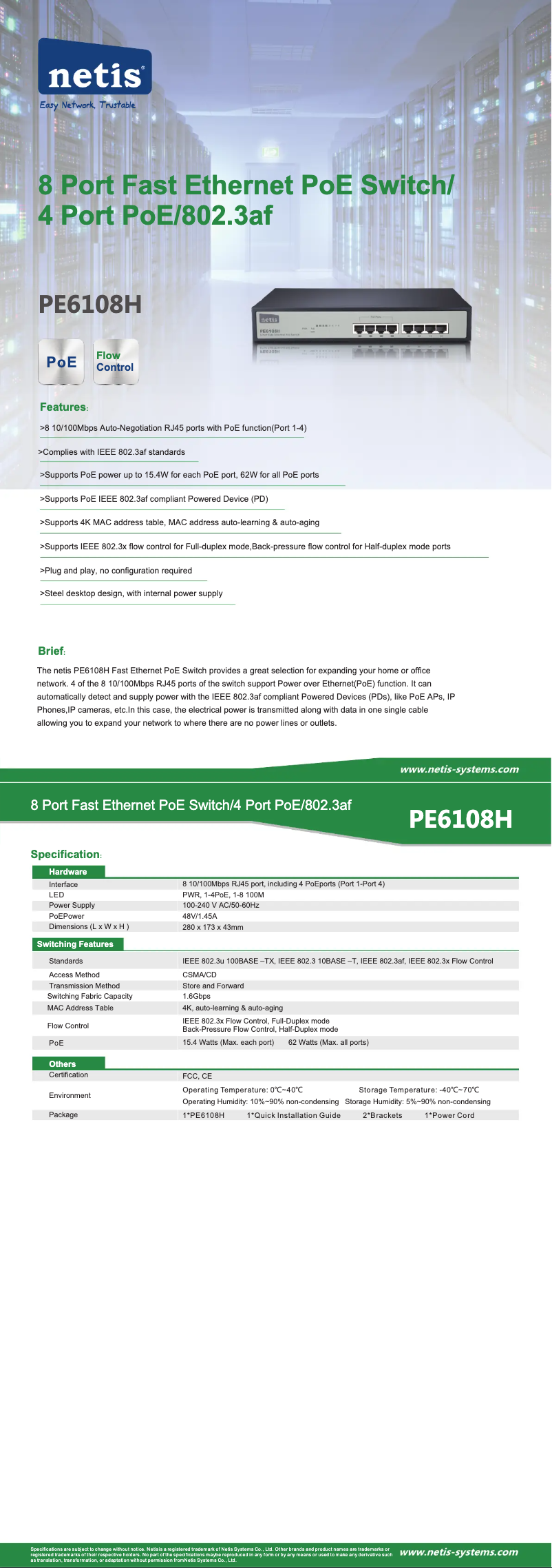 Page n°1 - Manuel utilisateur Netis PE6108H