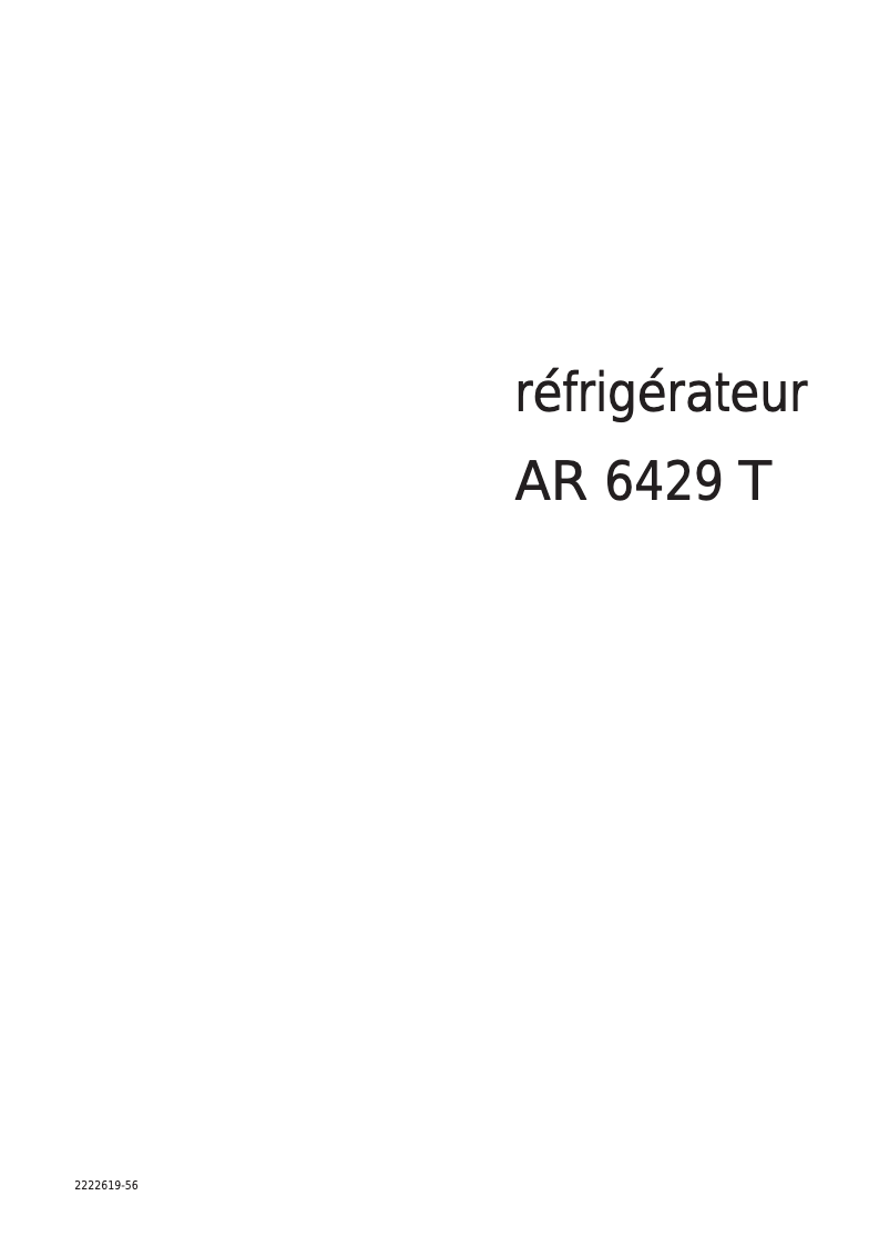 Page 1 de la notice Manuel utilisateur Arthur Martin-Electrolux AR6429T