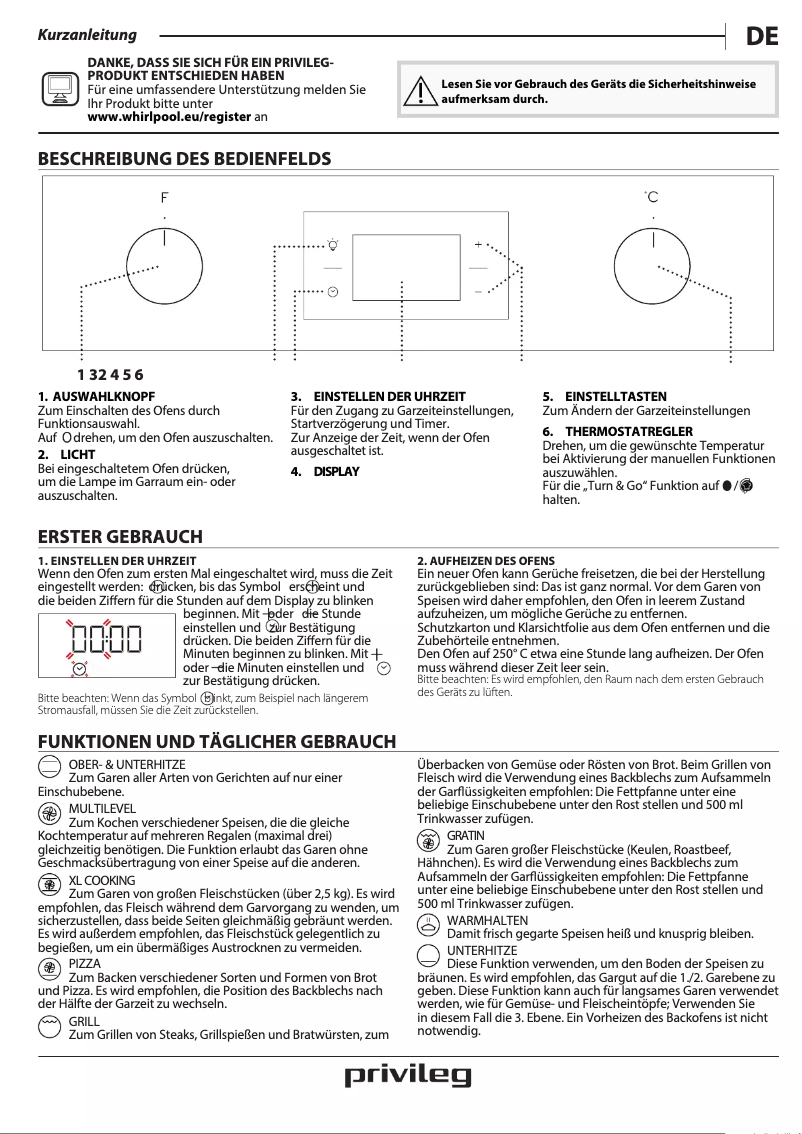 Page 1 de la notice Manuel utilisateur Privileg PBWK3 ON8V IN