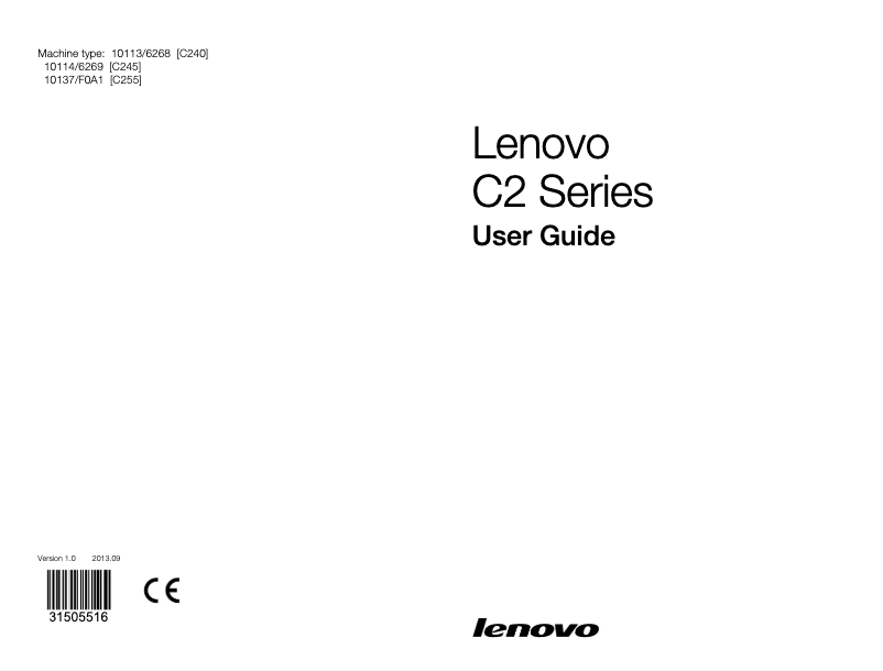 Page 1 de la notice Manuel utilisateur Lenovo C255