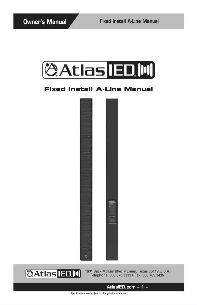 Página 1 del manual Manual de usuario Atlas Sound EJW115AI-W
