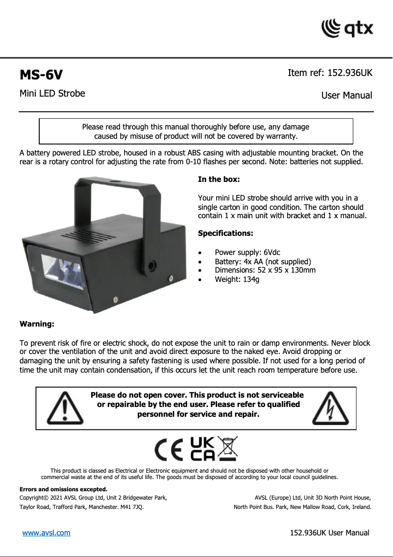Image de la première page du manuel de l'appareil MS-6V