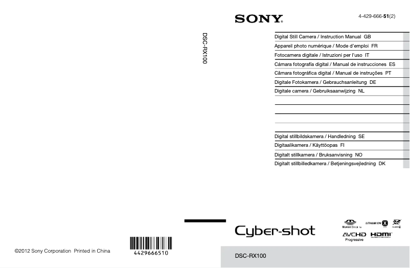 Page 1 de la notice Manuel utilisateur Sony CyberShot DSC-RX100