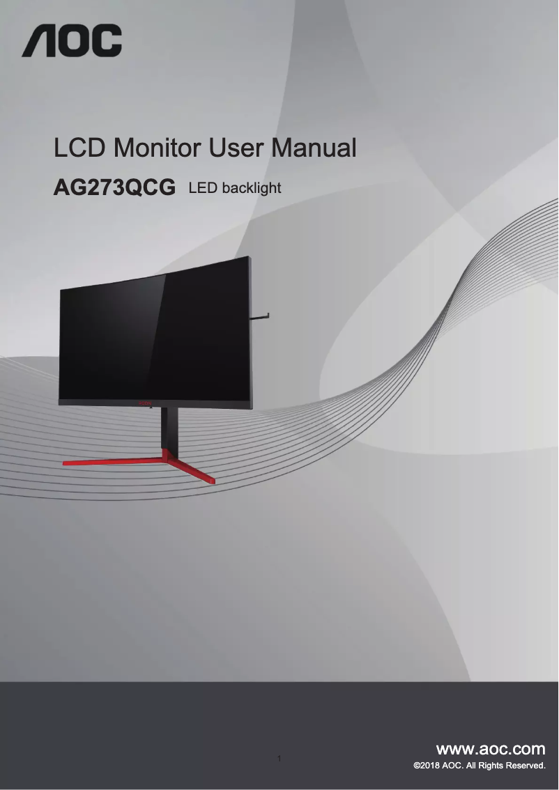 Page 1 de la notice Manuel utilisateur AOC Gaming AG273QCG