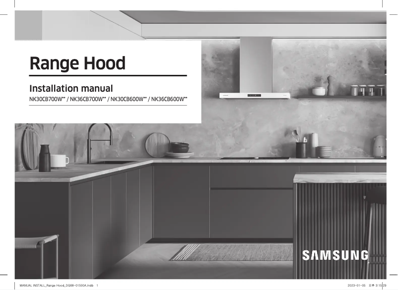 Page 1 de la notice Guide d'installation Samsung NK36CB700WCG