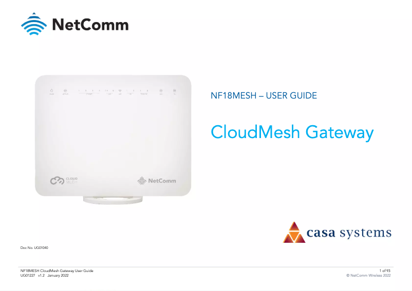 Page 1 de la notice Manuel utilisateur Netcomm NF18MESH