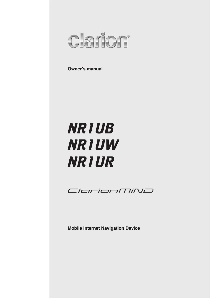 Page n°1 - Manuel utilisateur Clarion NR1UR