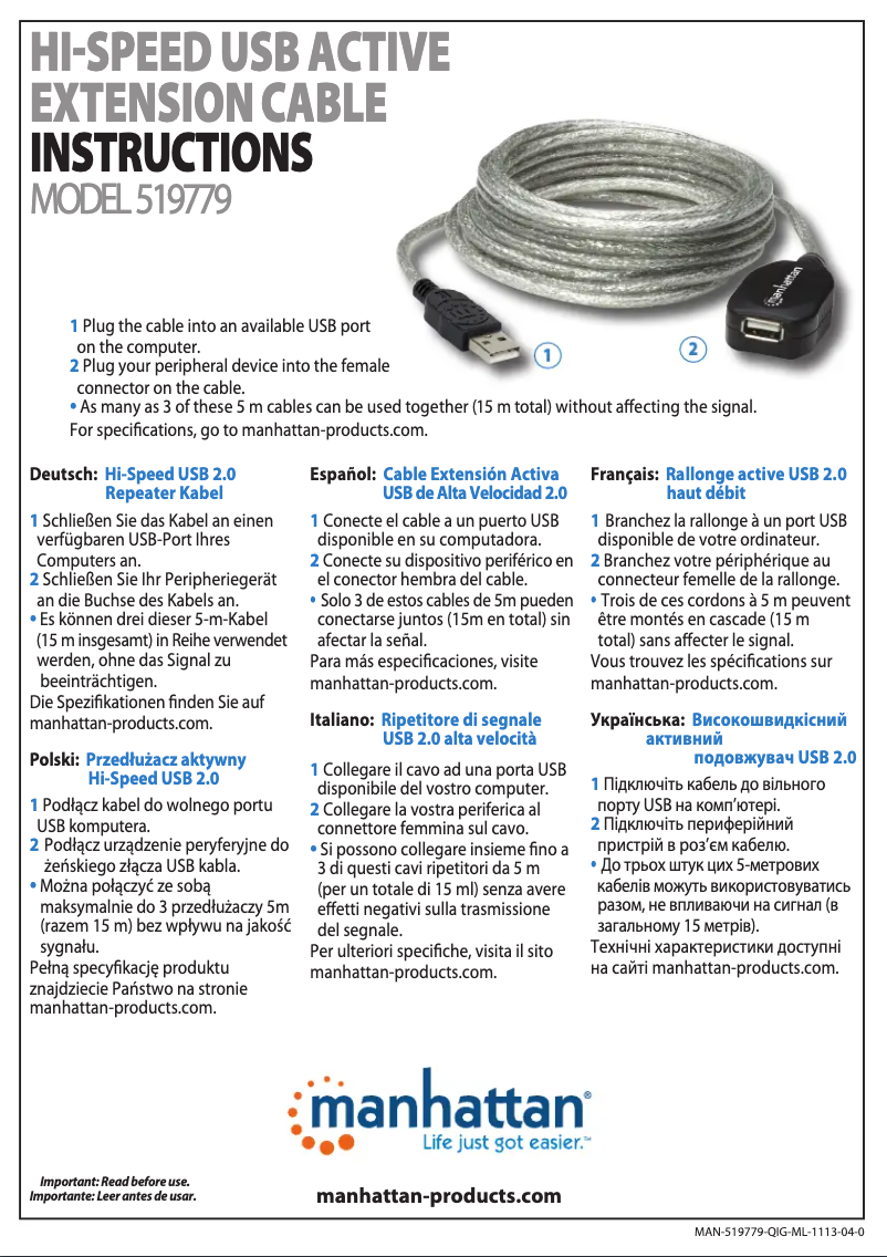 Page 1 de la notice Manuel utilisateur Manhattan 519779