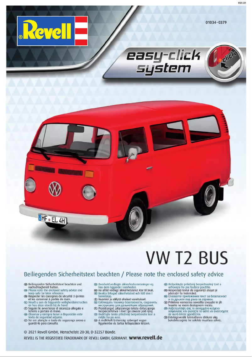 Page 1 de la notice Manuel utilisateur Revell Volkswagen T2 Bus