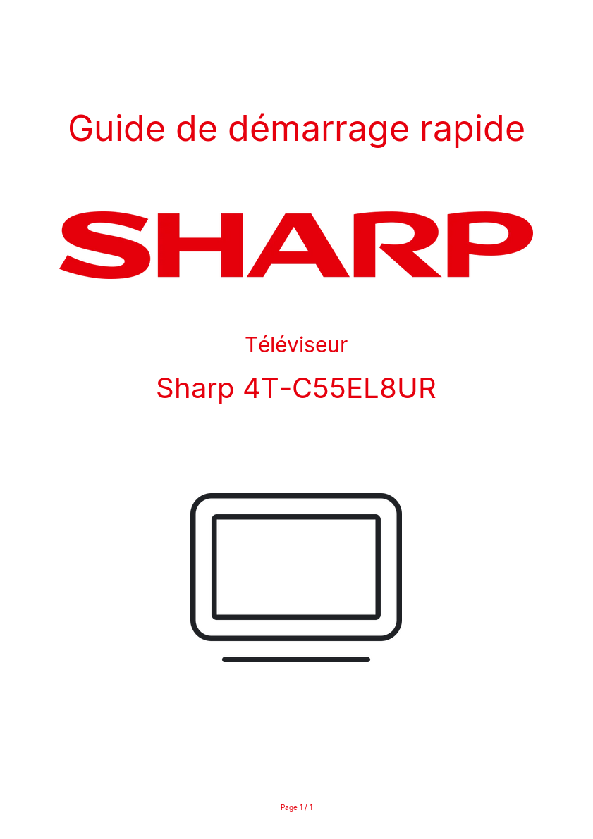 Page n°1 - Guide de démarrage rapide Sharp 4T-C55EL8UR