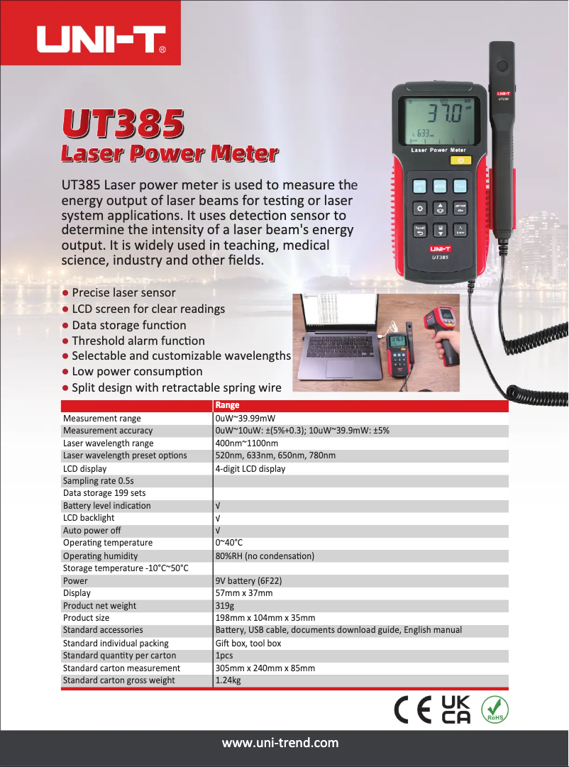 Image de la première page du manuel de l'appareil UT385