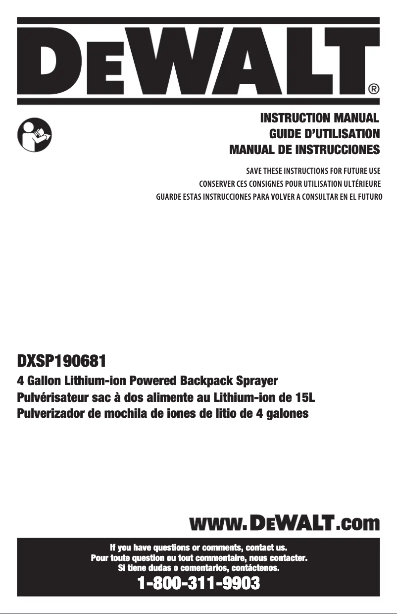 Page n°1 - Manuel utilisateur DeWalt DXSP190681
