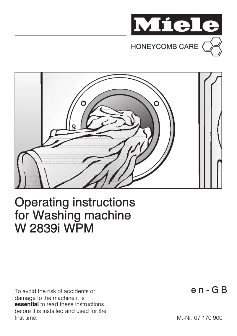 Page 1 de la notice Manuel utilisateur Miele W 2839 I WPM RE