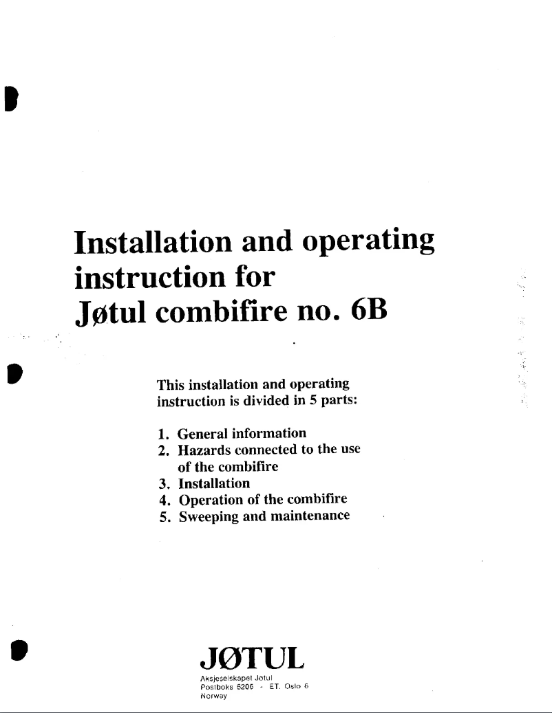 Página 1 del manual Manual de usuario Jøtul combifire no 6B