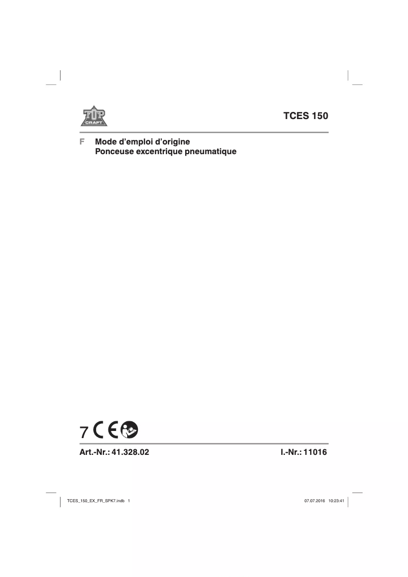 Page n°1 - Manuel utilisateur Topcraft TCES 150