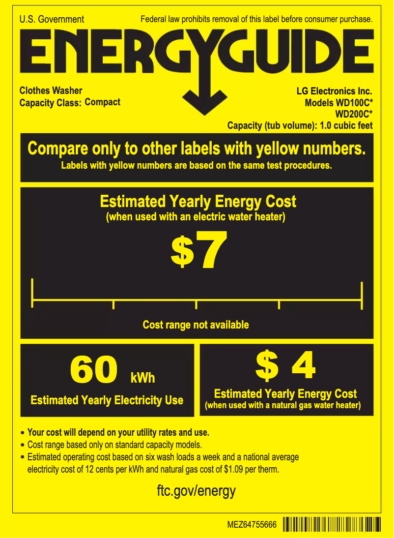 Page n°1 - Label énergétique LG WD100C