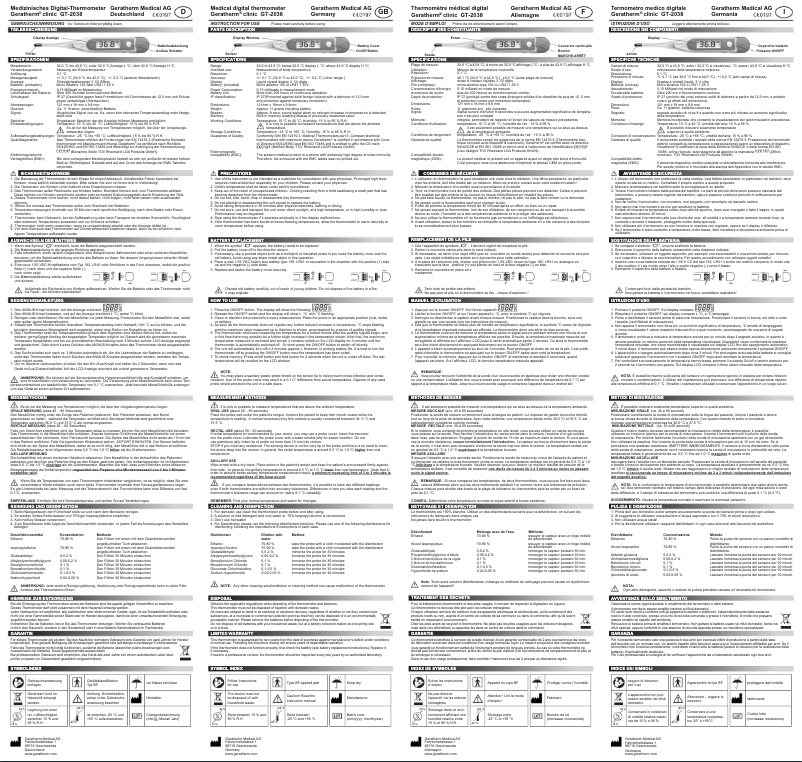 Page 1 de la notice Manuel utilisateur Geratherm Clinic 2038