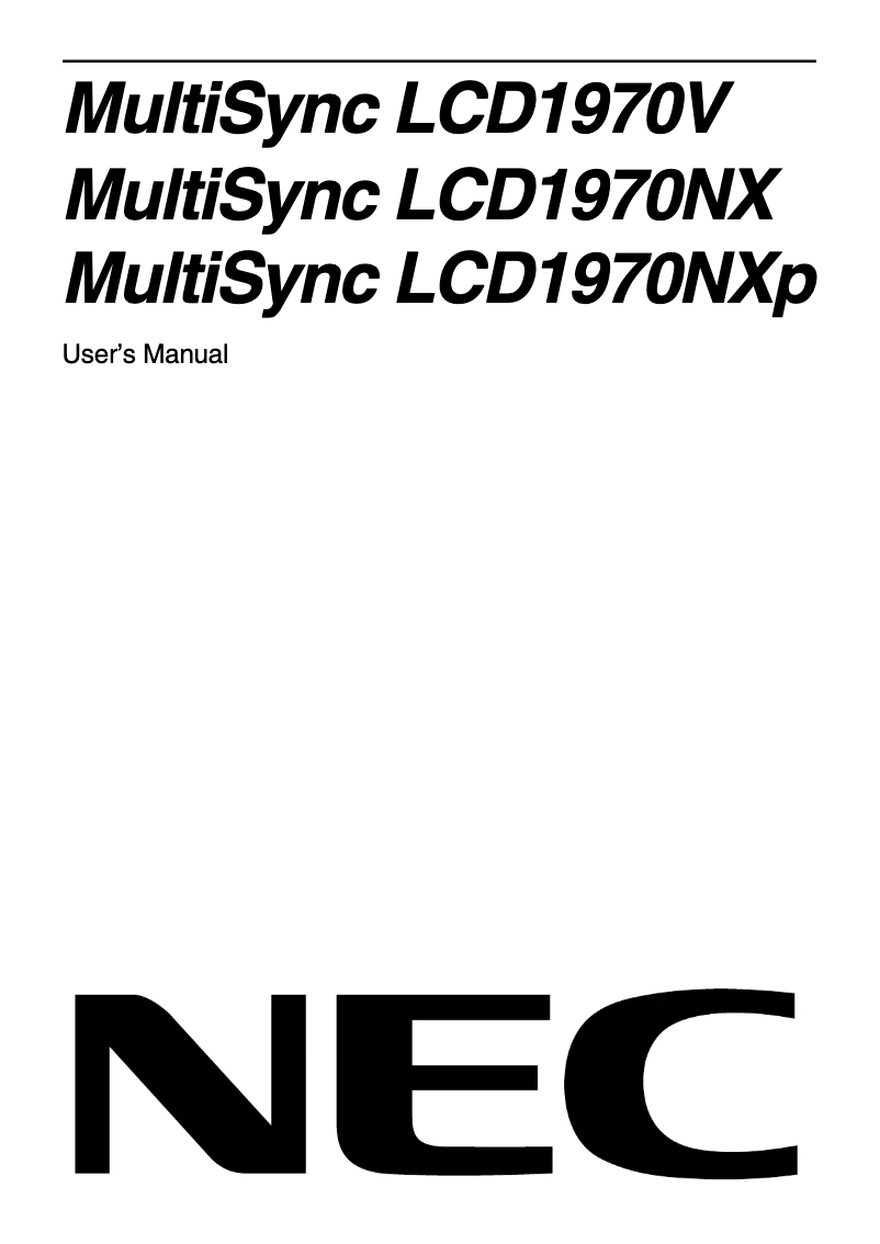 Page 1 de la notice Manuel utilisateur NEC MultiSync 1970NXp