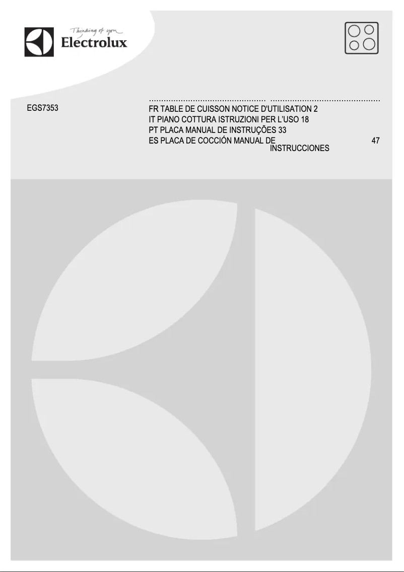 Page 1 de la notice Manuel utilisateur Electrolux EGS7353