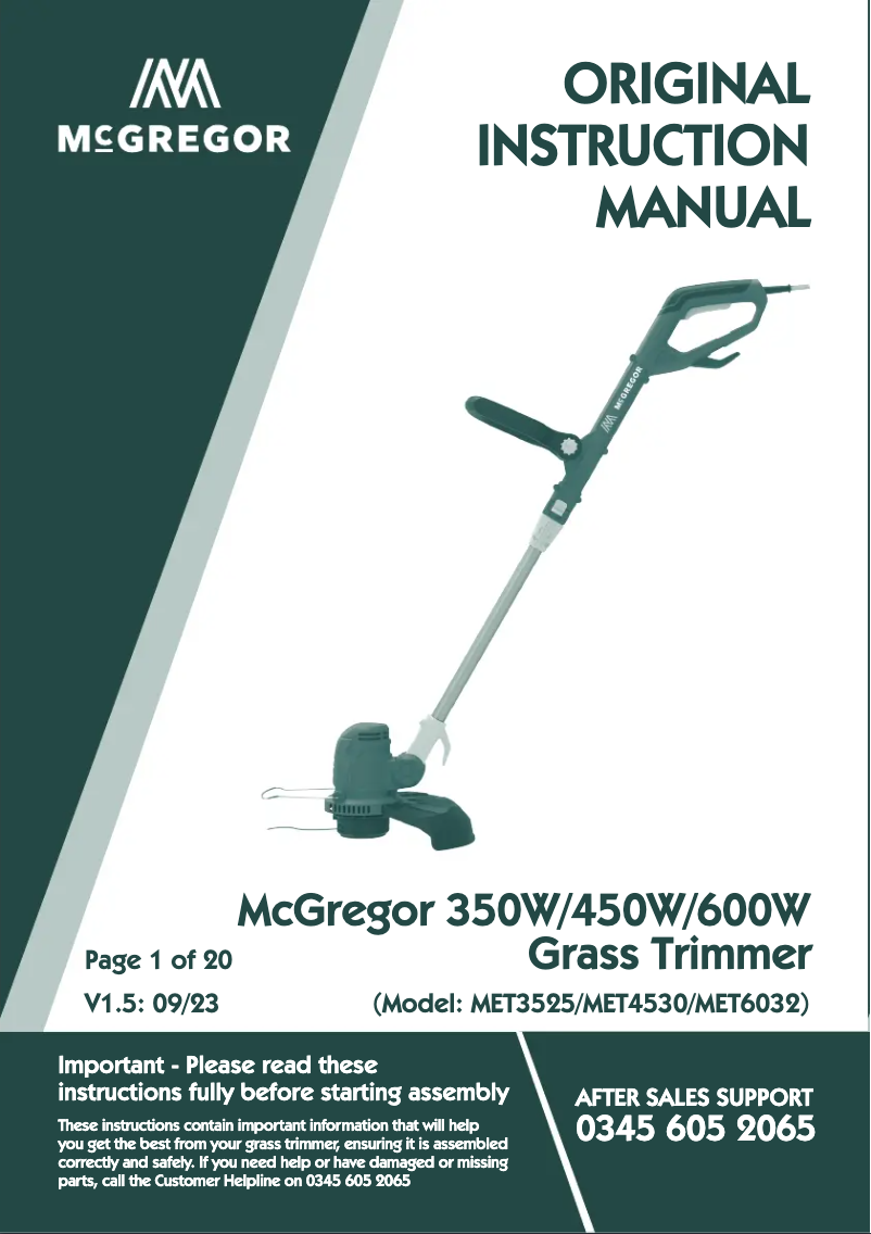 Page 1 de la notice Manuel utilisateur McGregor MET3525