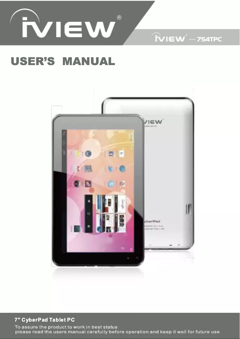 Page n°1 - Manuel utilisateur IVIEW CyberPad 754TPC