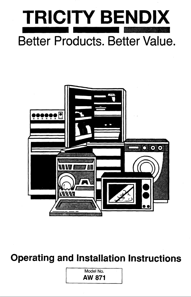 Page 1 de la notice Manuel utilisateur Tricity Bendix AW 871