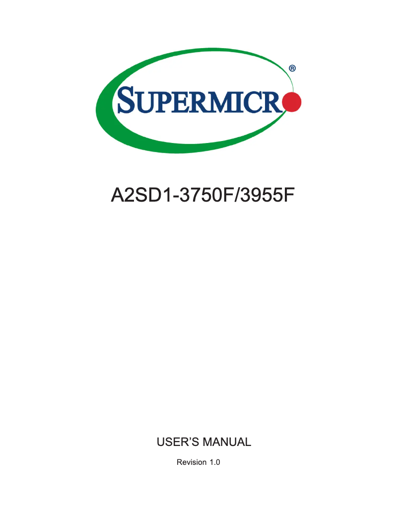 Page 1 de la notice Manuel utilisateur Supermicro A2SD1-3955F
