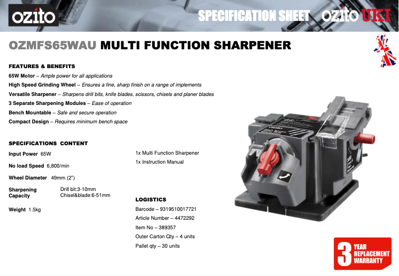 Imagen de la primera página del manual del dispositivo OZMFS65WAU