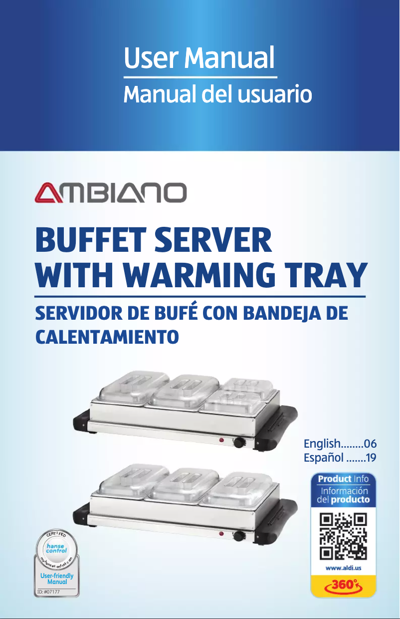 Page n°1 - Manuel utilisateur Ambiano Buffet Server with Warming Tray 93850