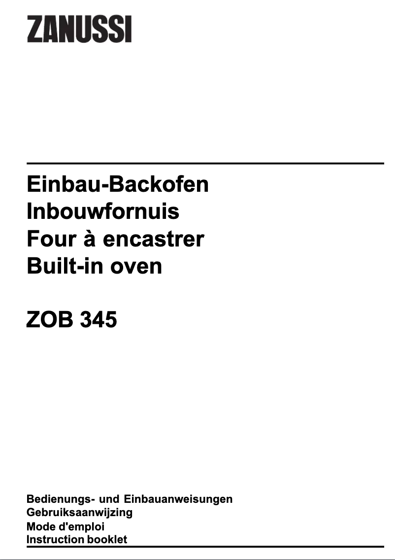 Page 1 de la notice Manuel utilisateur Zanussi ZOB345W