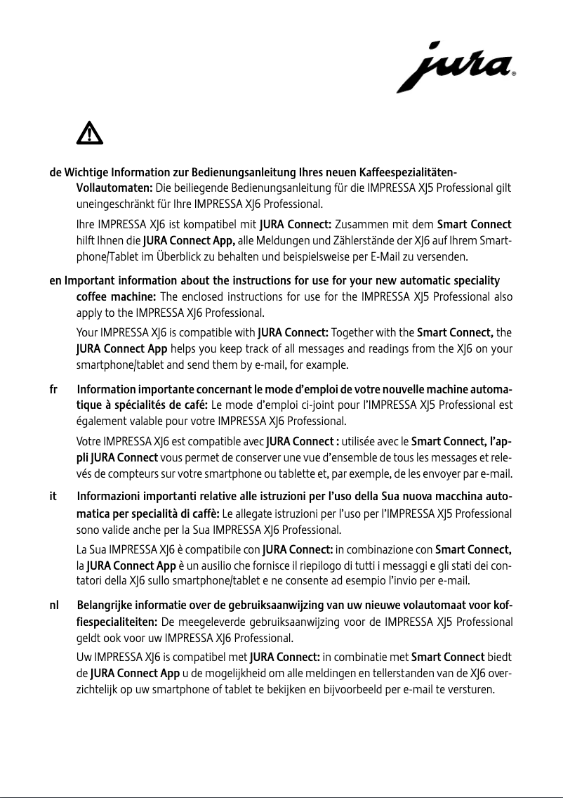 Image de la première page du manuel de l'appareil Impressa XJ6 Professional