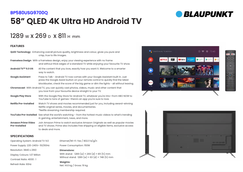 Image de la première page du manuel de l'appareil BP580USG9700Q