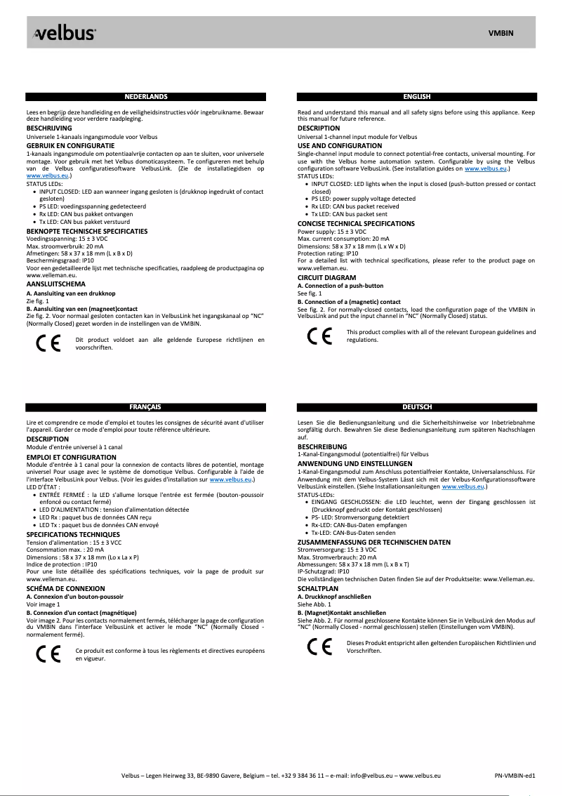 Image de la première page du manuel de l'appareil VMBIN