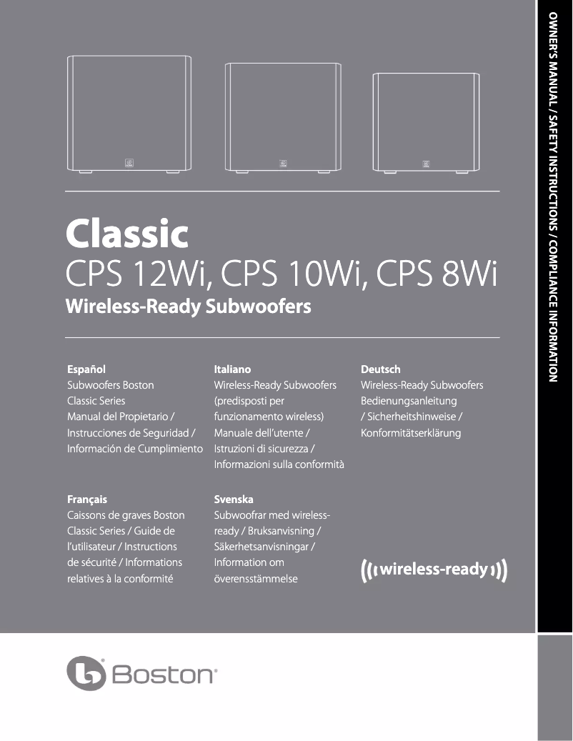 Page 1 de la notice Manuel utilisateur Boston Acoustics CPS 10Wi