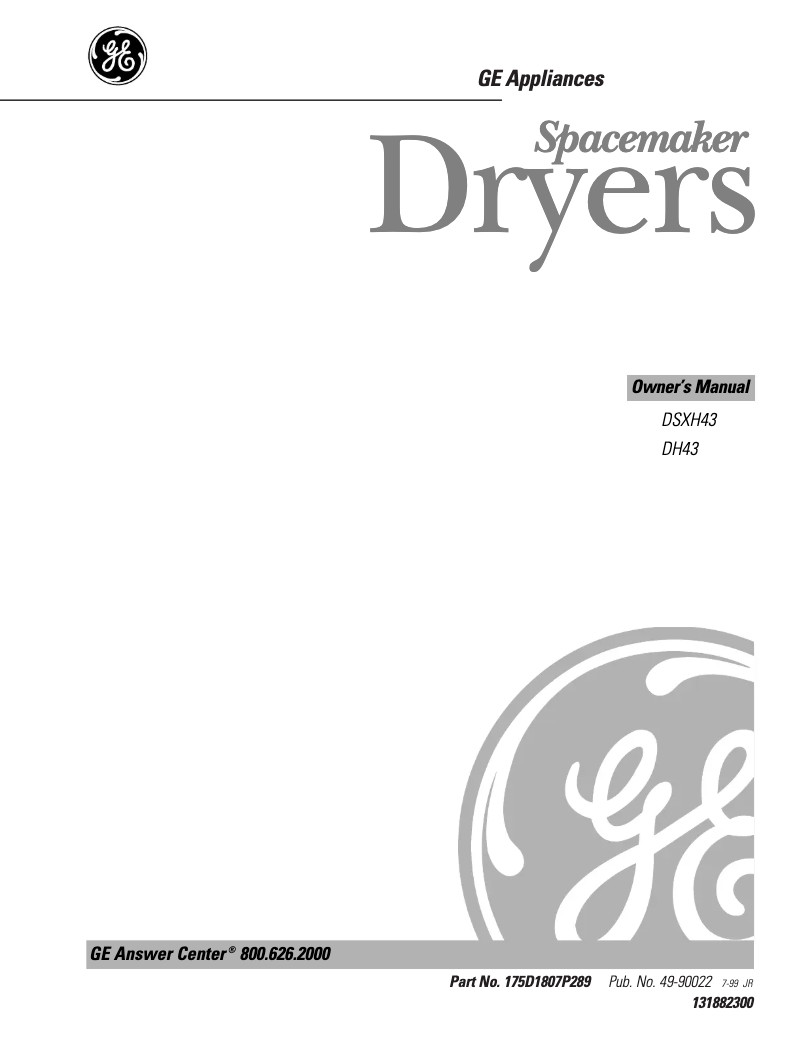 Image de la première page du manuel de l'appareil DSXH43GVWW