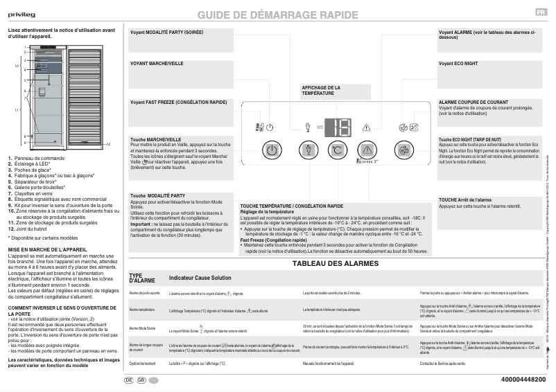 Page 1 de la notice Manuel utilisateur Privileg PFVN 266 W