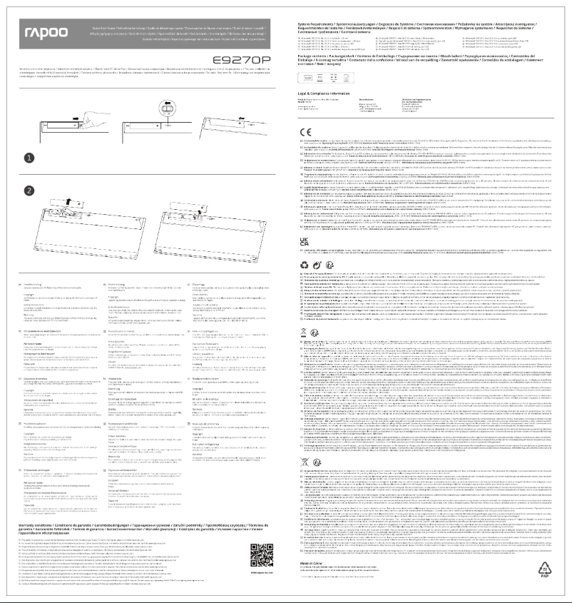 Page 1 de la notice Manuel utilisateur Rapoo E9270P